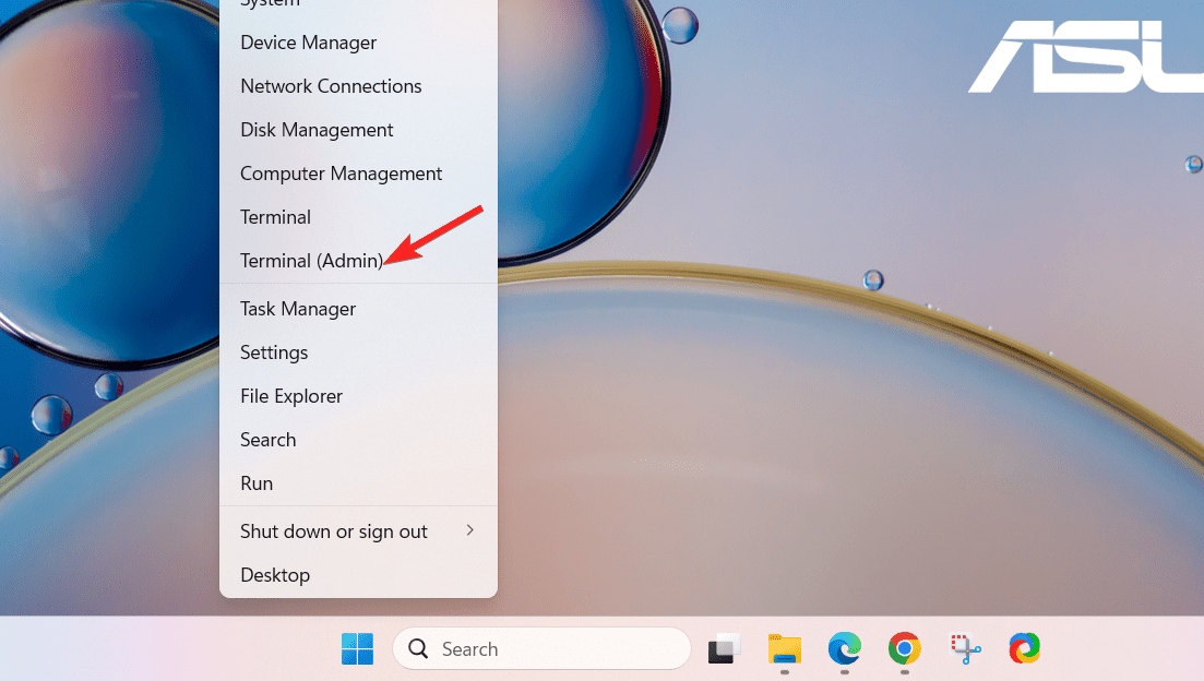 Choose terminal admin from quick links menu