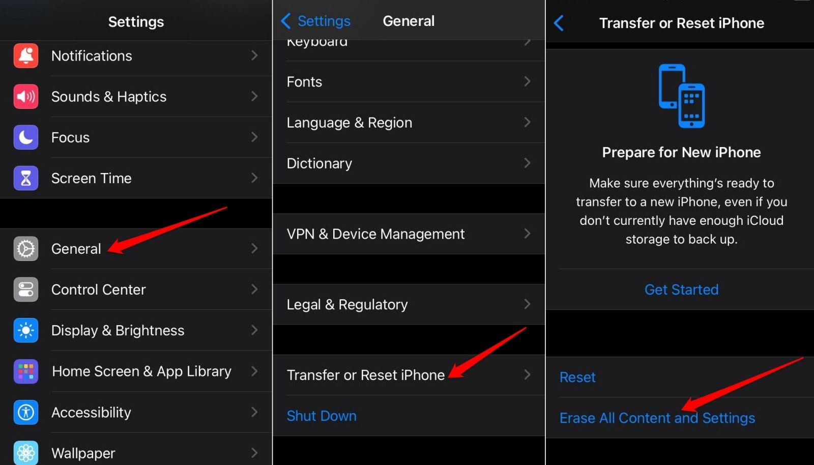 erase all content and settings on iPhone