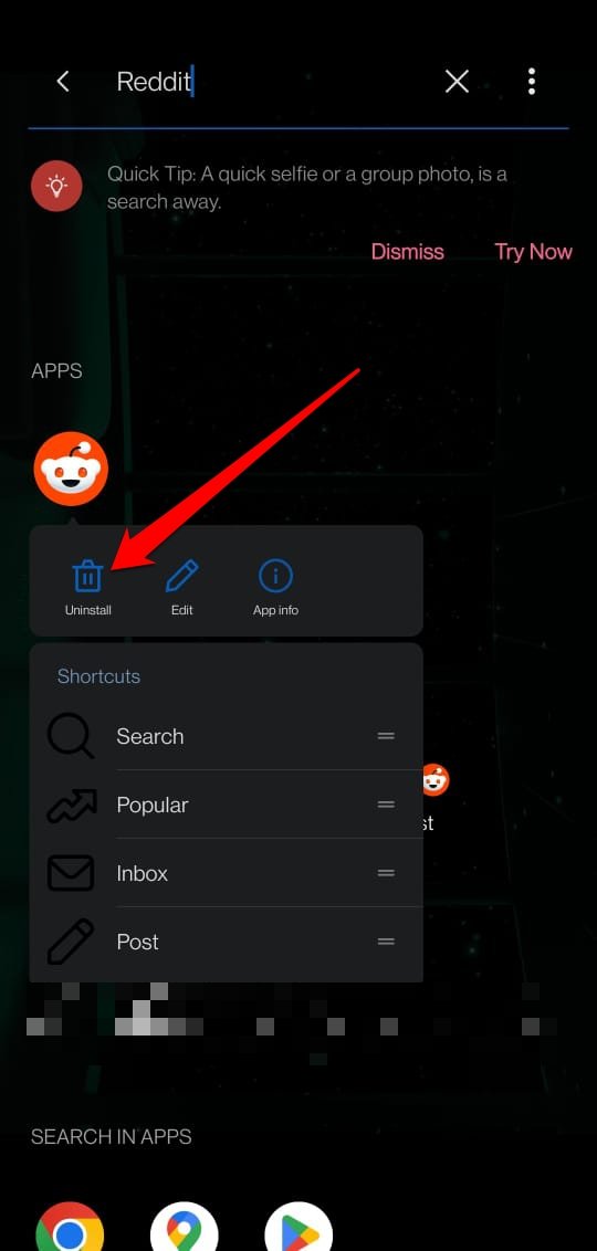 how to uninstall Reddit app